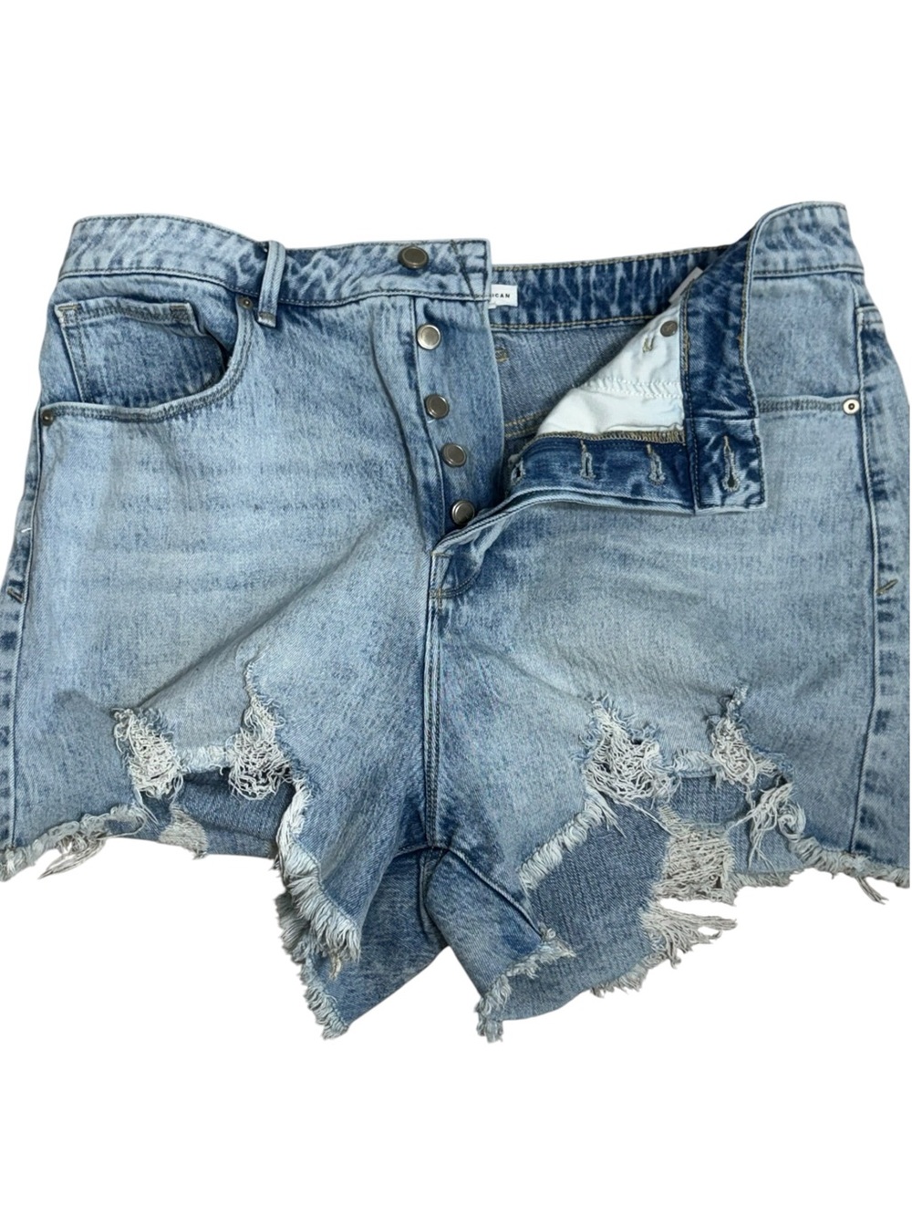 Good American Bombshell Cutoff Distressed Denim Shorts Blue649 Size 15 Plus - Picture 5 of 8